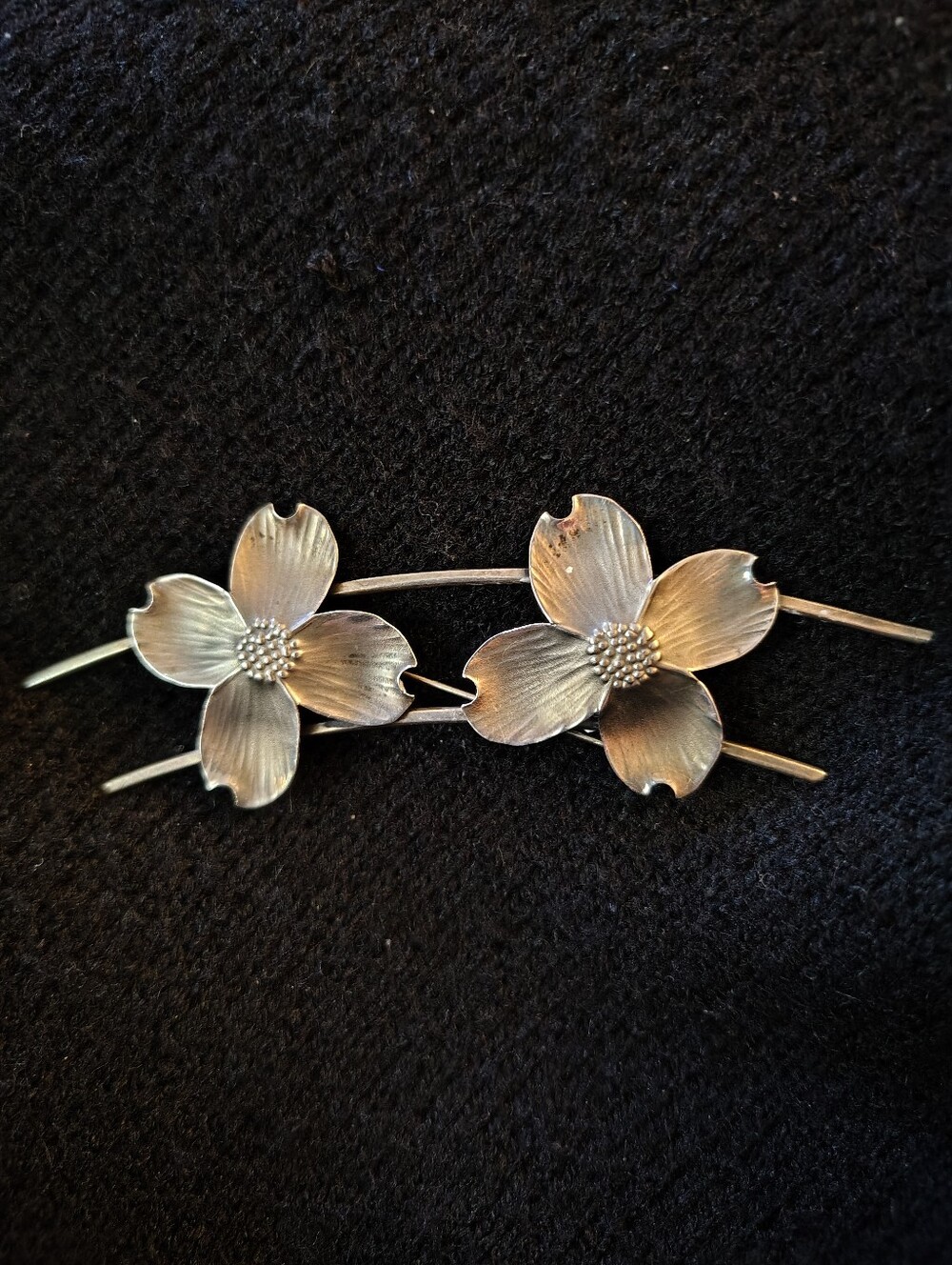 RARE!! Vtg. Stuart Nye Sterling Silver Double Dogwood Brooch
